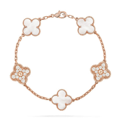 [⭐Mirelle]CLOVER WHITE PEARL MOP 5 MOTIF BRACELET COLLECTION