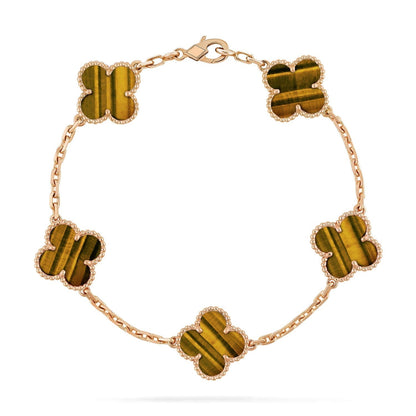 [⭐Mirelle] CLOVER 5 MOTIFS TIGER EYE BRACELET COLLECTION