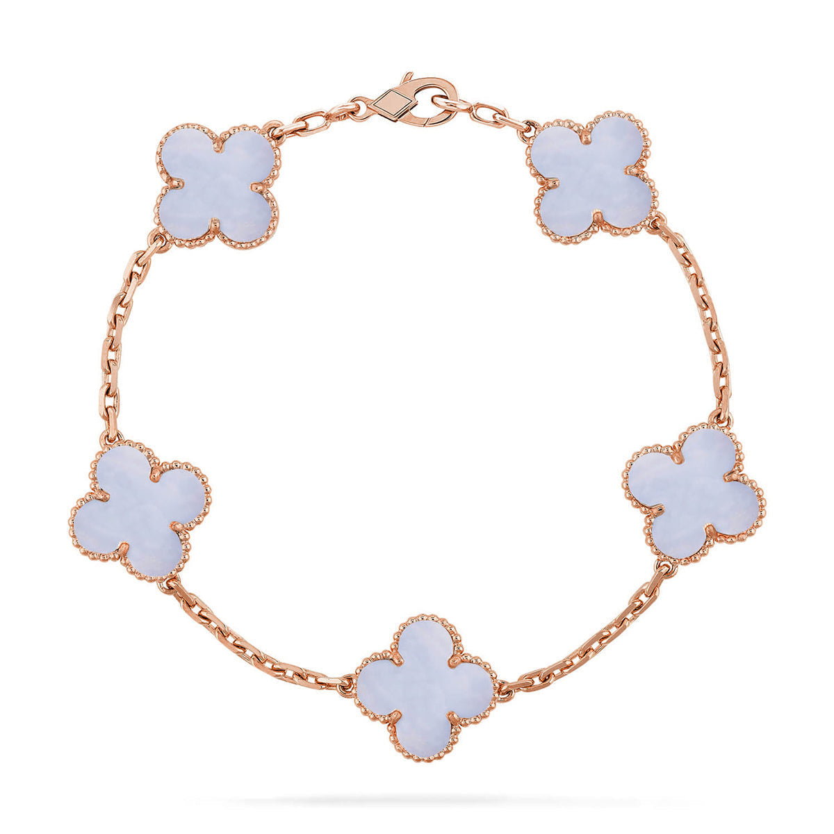 [⭐Mirelle] CLOVER 5 MOTIF PURPLE CHALCEDONY BRACELET COLLECTION