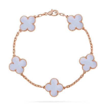 [⭐Mirelle] CLOVER 5 MOTIF PURPLE CHALCEDONY BRACELET COLLECTION