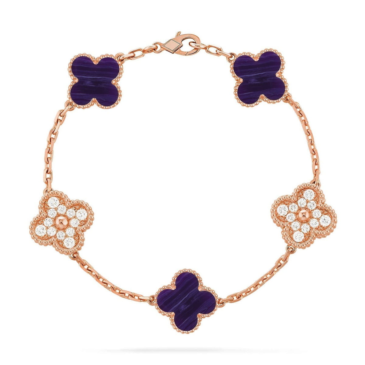 [⭐Mirelle]CLOVER 5 MOTIF PURPLE STRIPES BRACELET COLLECTION