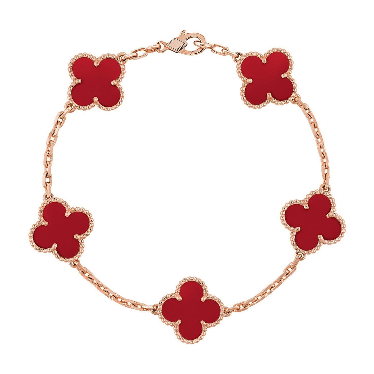 [⭐Mirelle] CLOVER 5 MOTIF RED CORNELIAN BRACELET COLLECTION