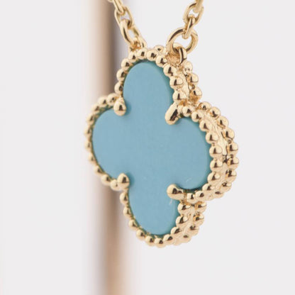 [⭐Mirelle]CLOVER 15MM VINTAGE TURQUOISE NECKLACE