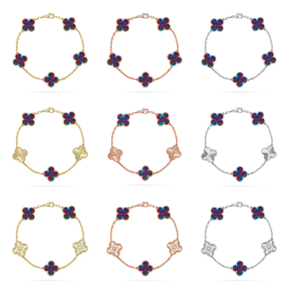 [⭐Mirelle]CLOVER 5 MOTIF COLOR GEMSTONES BRACELET COLLECTION