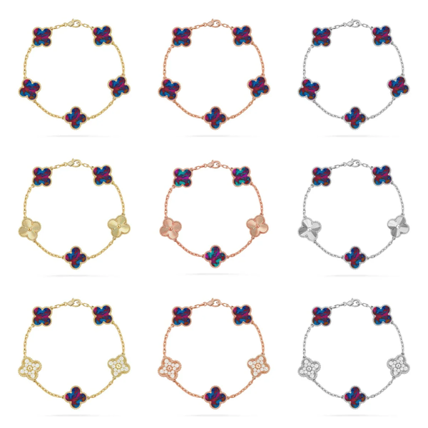 [⭐Mirelle]CLOVER 5 MOTIF COLOR GEMSTONES BRACELET COLLECTION