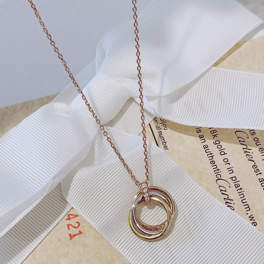 [⭐Mirelle]TRINITY NECKLACE GOLD  DIAMONDS