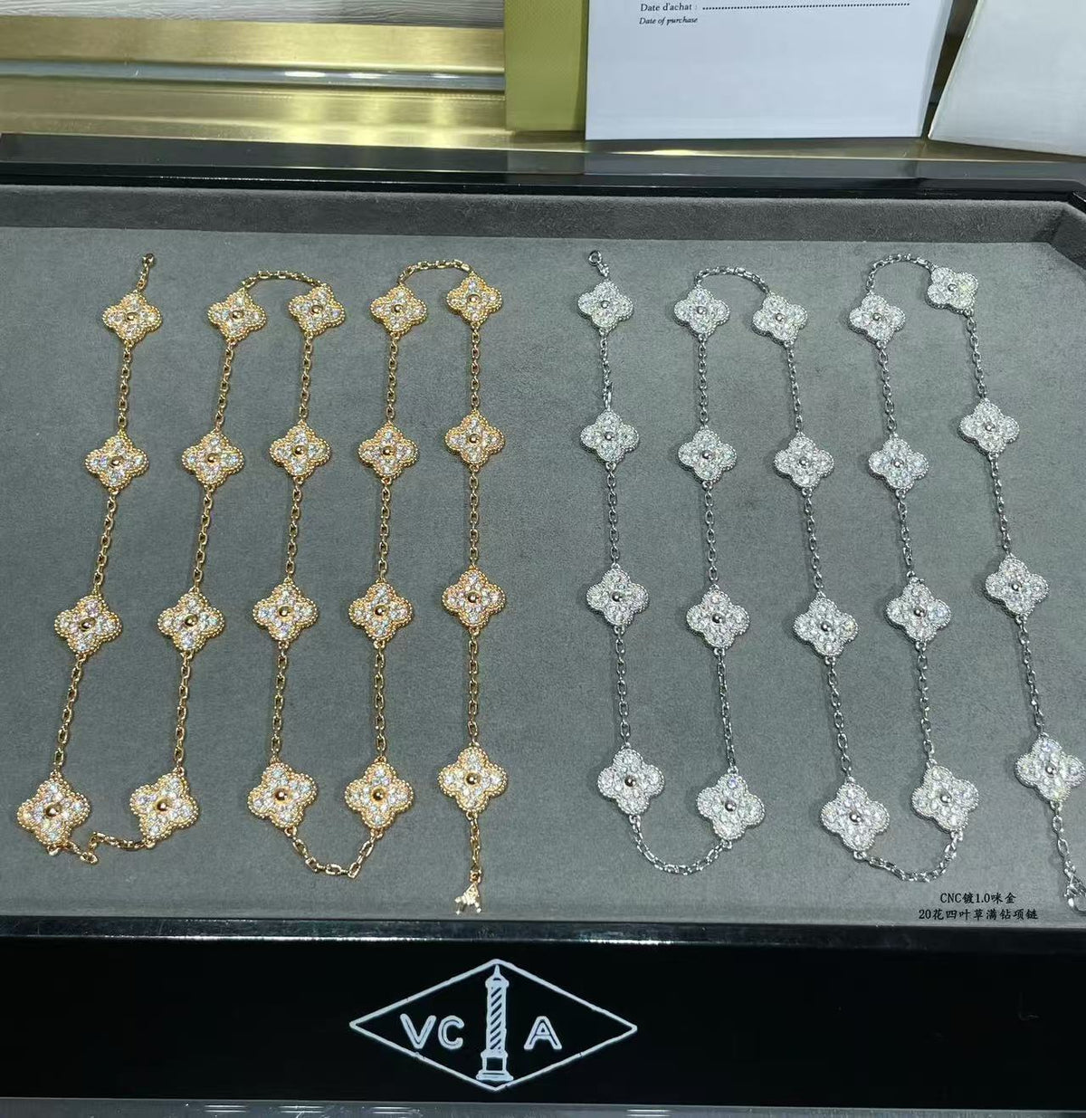 [⭐Mirelle]CLOVER 20 MOTIFS FULL-DIAMOND NECKLACE