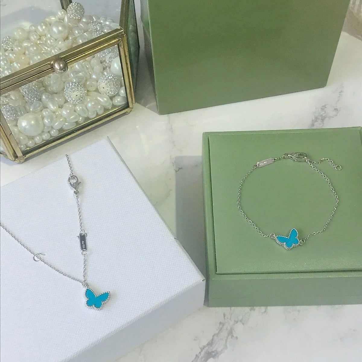 [⭐Mirelle]BUTTERFLY TURQUOISE BUTTERFLY BRACELET SILVER