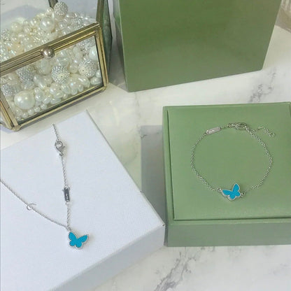 [⭐Mirelle]BUTTERFLY TURQUOISE BUTTERFLY BRACELET SILVER
