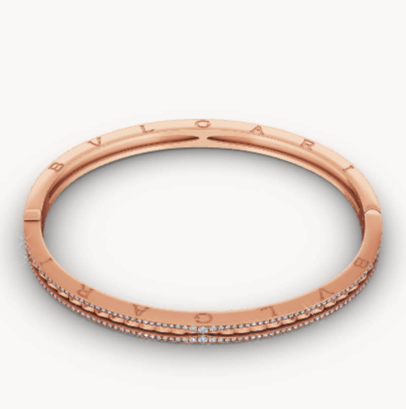 [⭐Mirelle]ZERO 1 SPIRAL AND PAVED DIAMOND PINK GOLD BRACELET