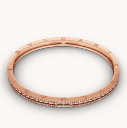 [⭐Mirelle]ZERO 1 SPIRAL AND PAVED DIAMOND PINK GOLD BRACELET