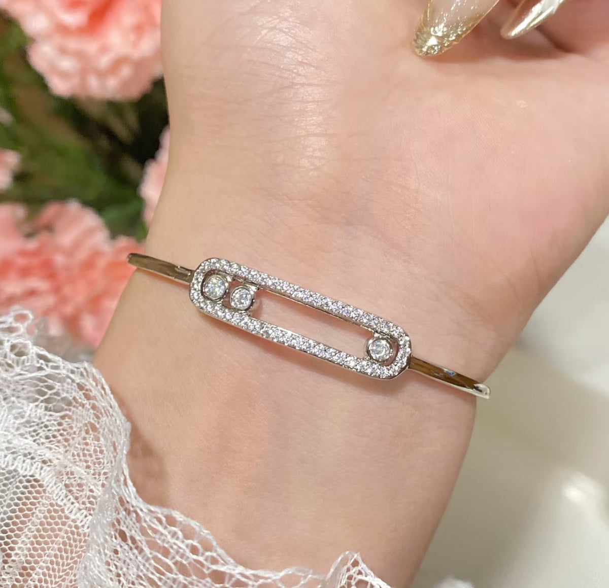 [⭐Mirelle]Move Pavé Diamond Bangle Bracelet M