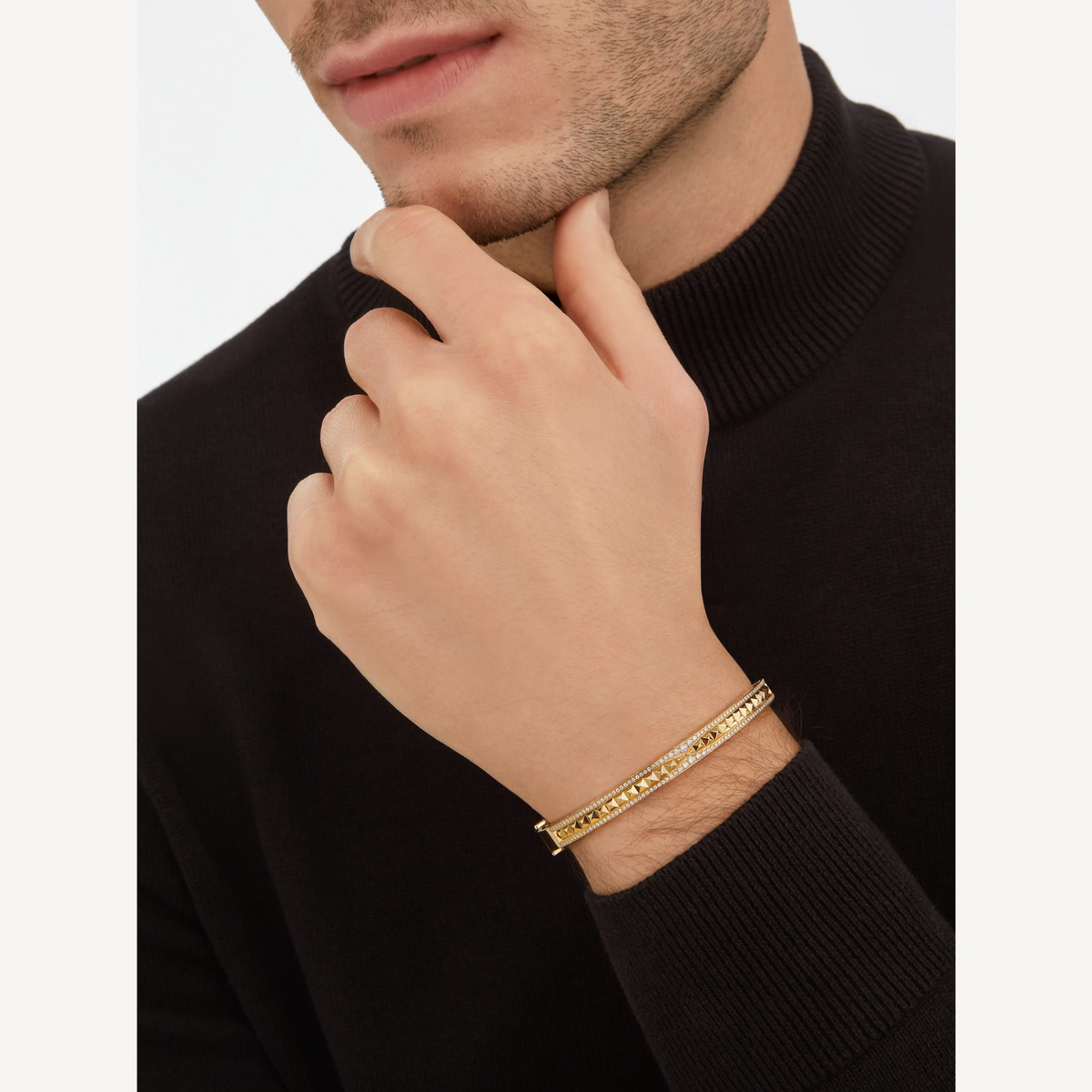 [⭐Mirelle]ZERO 1 SPIRAL AND PAVED DIAMOND GOLD BRACELET