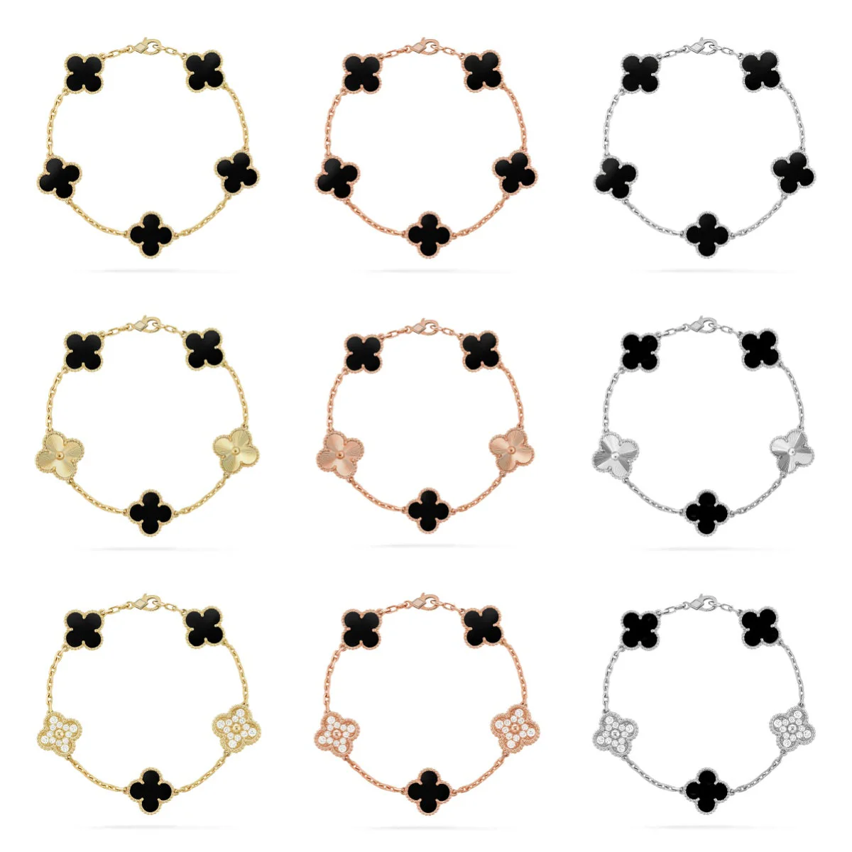 [⭐Mirelle] CLOVER 5 MOTIF ONYXS BRACELET COLLECTION