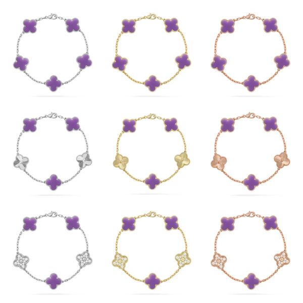 [⭐Mirelle]CLOVER 5 MOTIF LIGHT PURPLE BRACELET COLLECTION