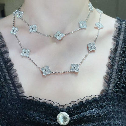 [⭐Mirelle]CLOVER 20 MOTIFS FULL-DIAMOND NECKLACE