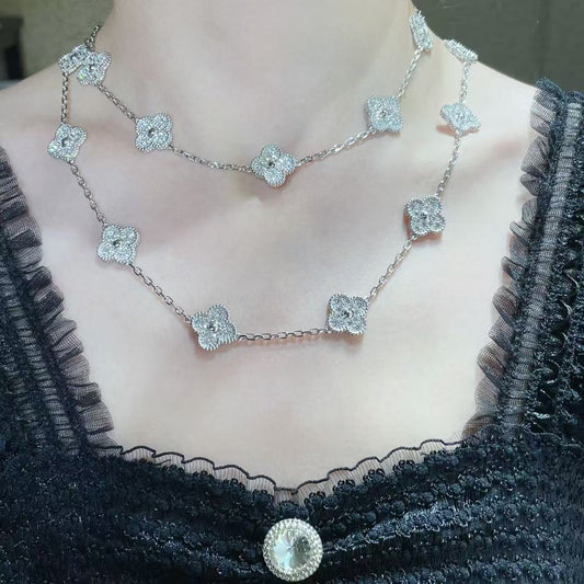 [⭐Mirelle]CLOVER 20 MOTIFS FULL-DIAMOND NECKLACE