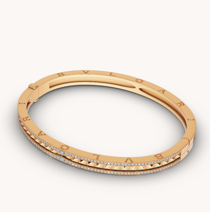 [⭐Mirelle]ZERO 1 SPIRAL AND PAVED DIAMOND GOLD BRACELET