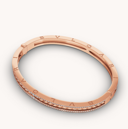 [⭐Mirelle]ZERO 1 SPIRAL AND PAVED DIAMOND PINK GOLD BRACELET