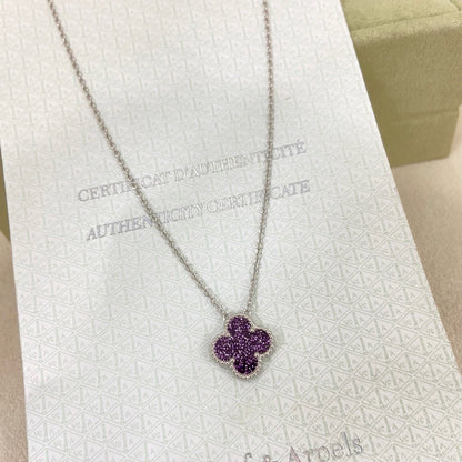 [⭐Mirelle]NEW 15MM PURPLE SAND-GOLD FOUR-LEAF CLOVER NECKLACE