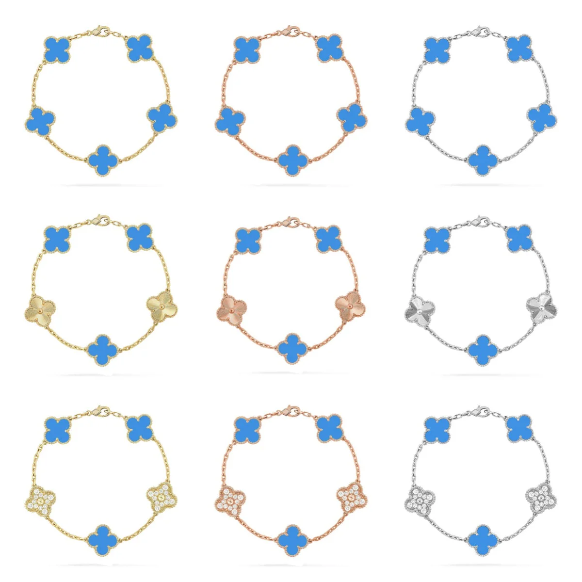 [⭐Mirelle] CLOVER 5 MOTIF BLUE AGATE BRACELET COLLECTION