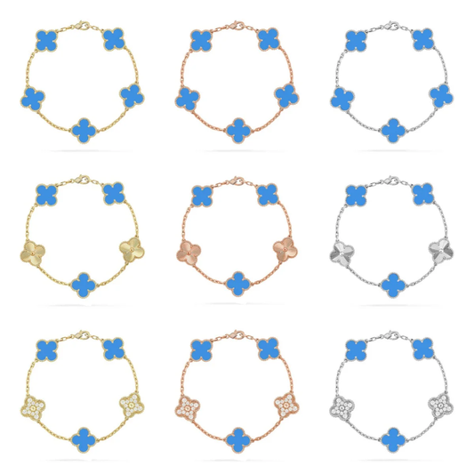[⭐Mirelle] CLOVER 5 MOTIF BLUE AGATE BRACELET COLLECTION