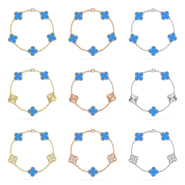 [⭐Mirelle] CLOVER 5 MOTIF BLUE AGATE BRACELET COLLECTION