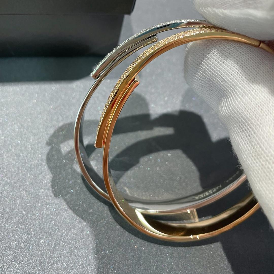 [⭐Mirelle]Move Noa Rose Gold Pavé Diamond Bangle Bracelet