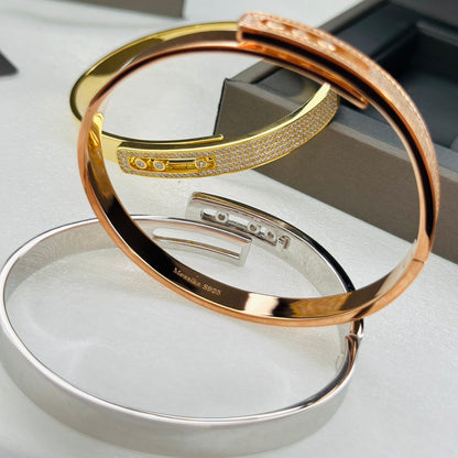 [⭐Mirelle]Move Noa Rose Gold Pavé Diamond Bangle Bracelet