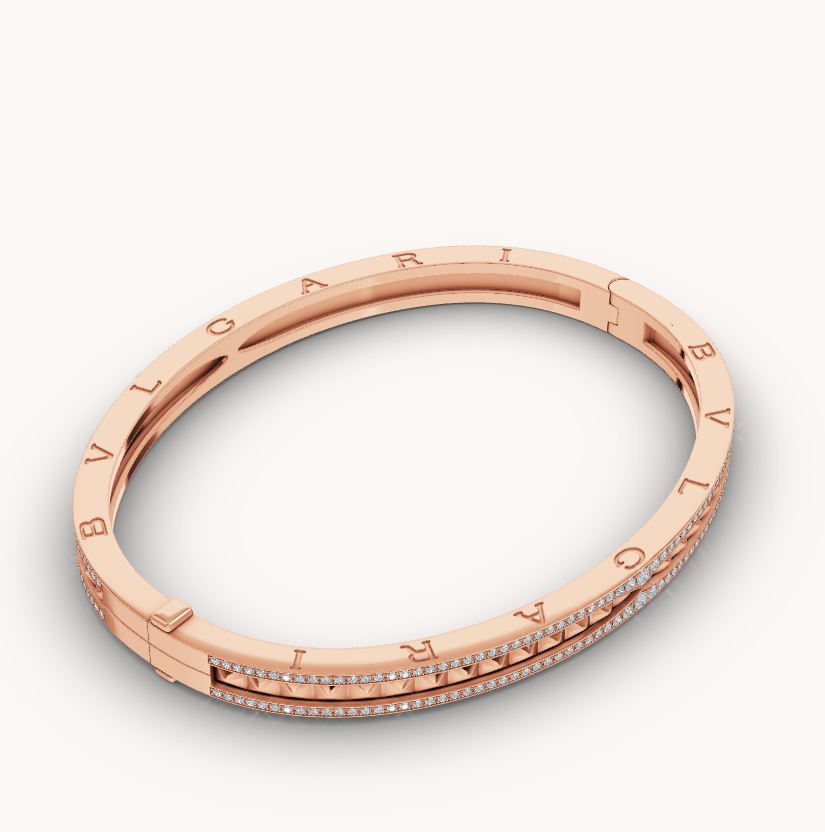 [⭐Mirelle]ZERO 1 SPIRAL AND PAVED DIAMOND PINK GOLD BRACELET