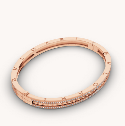 [⭐Mirelle]ZERO 1 SPIRAL AND PAVED DIAMOND PINK GOLD BRACELET