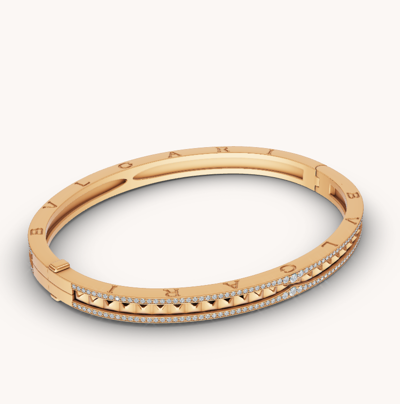 [⭐Mirelle]ZERO 1 SPIRAL AND PAVED DIAMOND GOLD BRACELET