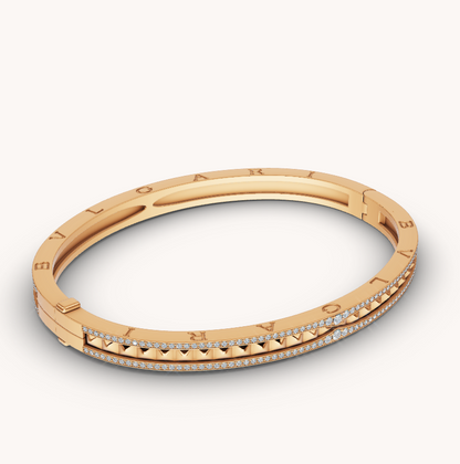 [⭐Mirelle]ZERO 1 SPIRAL AND PAVED DIAMOND GOLD BRACELET