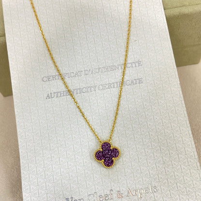 [⭐Mirelle]NEW 15MM PURPLE SAND-GOLD FOUR-LEAF CLOVER NECKLACE
