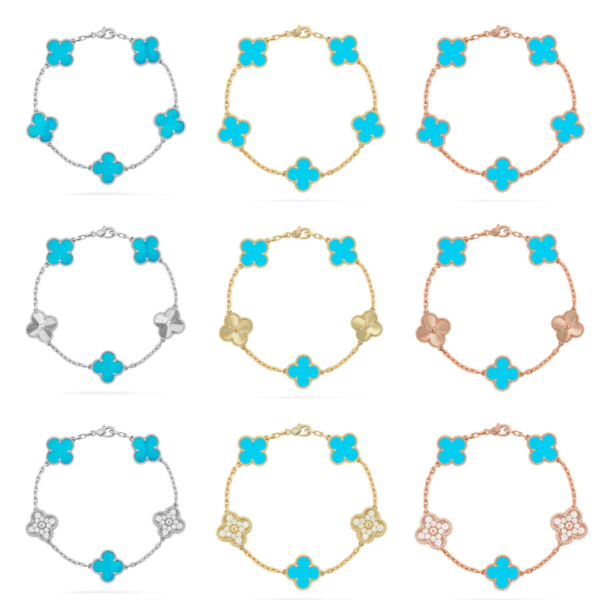 [⭐Mirelle] CLOVER 5 MOTIF TURQUOISE BRACELET COLLECTION