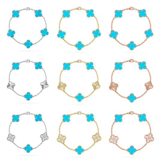 [⭐Mirelle] CLOVER 5 MOTIF TURQUOISE BRACELET COLLECTION