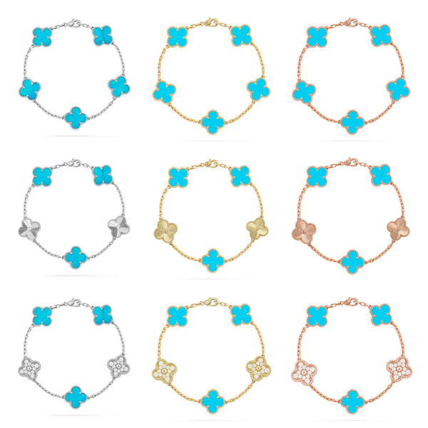 [⭐Mirelle] CLOVER 5 MOTIF TURQUOISE BRACELET COLLECTION