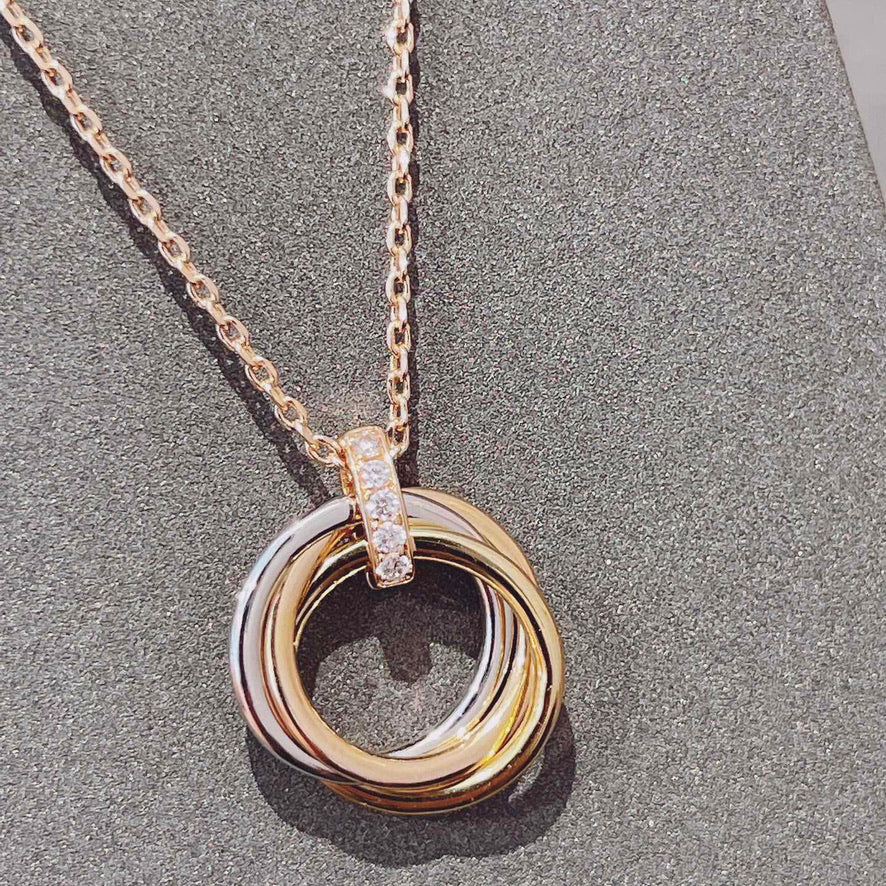 [⭐Mirelle]TRINITY NECKLACE GOLD  DIAMONDS