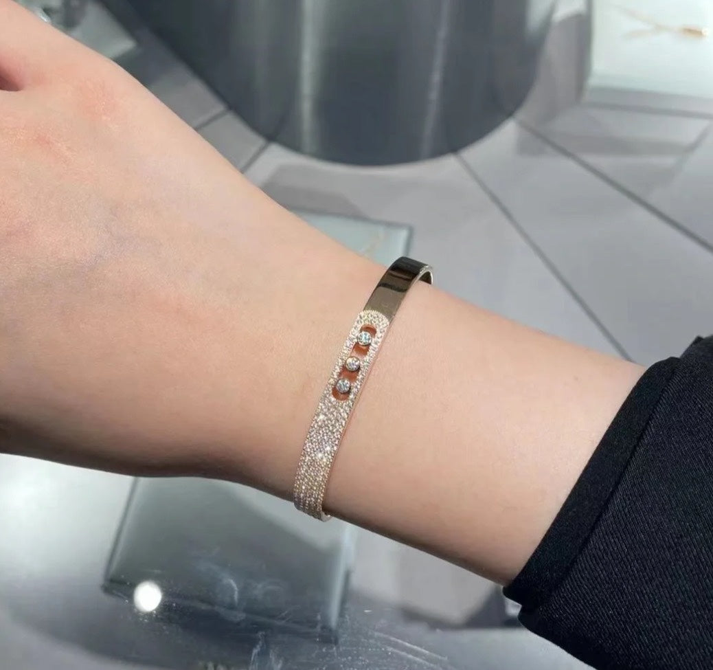 [⭐Mirelle]Move Noa Rose Gold Pavé Diamond Bangle Bracelet