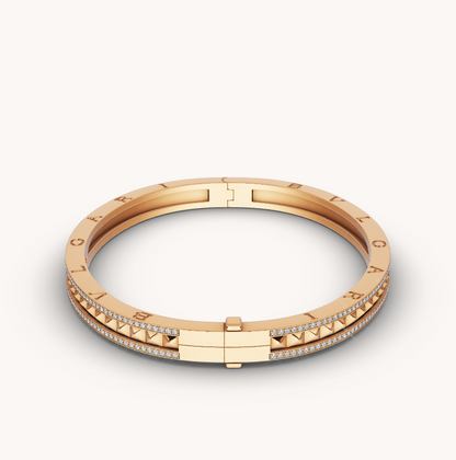 [⭐Mirelle]ZERO 1 SPIRAL AND PAVED DIAMOND GOLD BRACELET