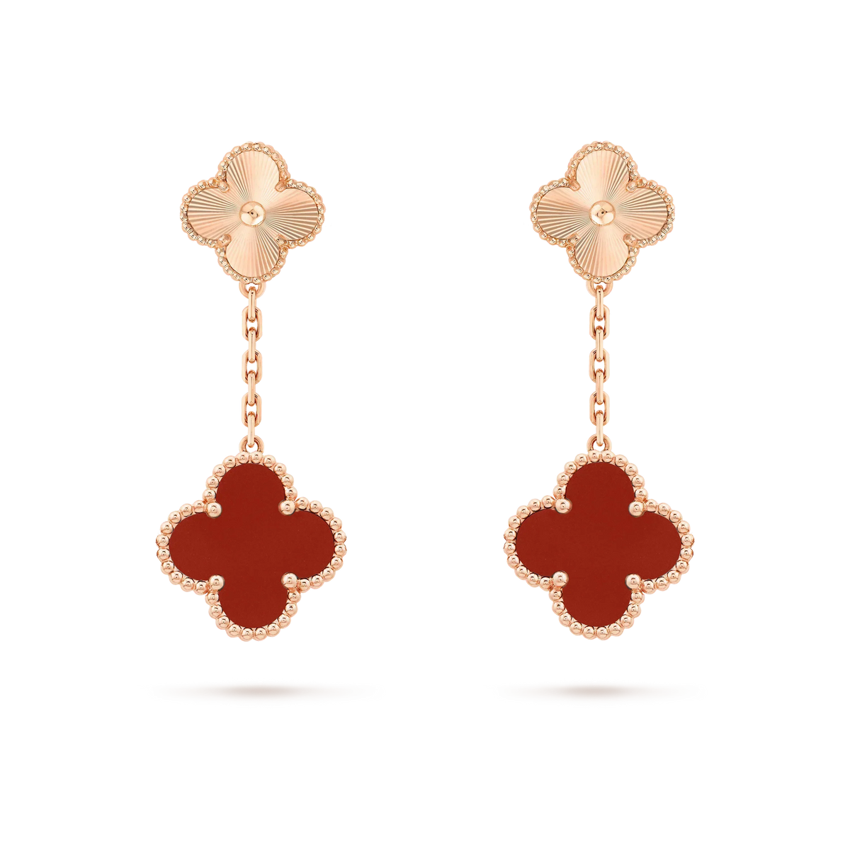 [⭐Mirelle]CLOVER 2 MOTIF  LASER CARNELIAN EARRINGS
