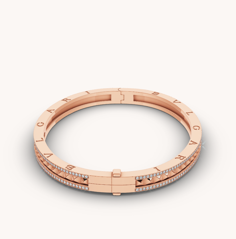 [⭐Mirelle]ZERO 1 SPIRAL AND PAVED DIAMOND PINK GOLD BRACELET