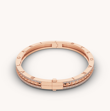 [⭐Mirelle]ZERO 1 SPIRAL AND PAVED DIAMOND PINK GOLD BRACELET