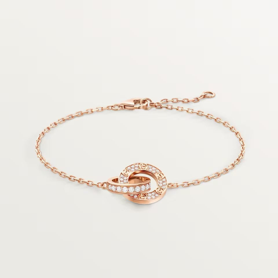 [⭐Mirelle]LOVE DOUBLE RING FULL DIAMOND BRACELET