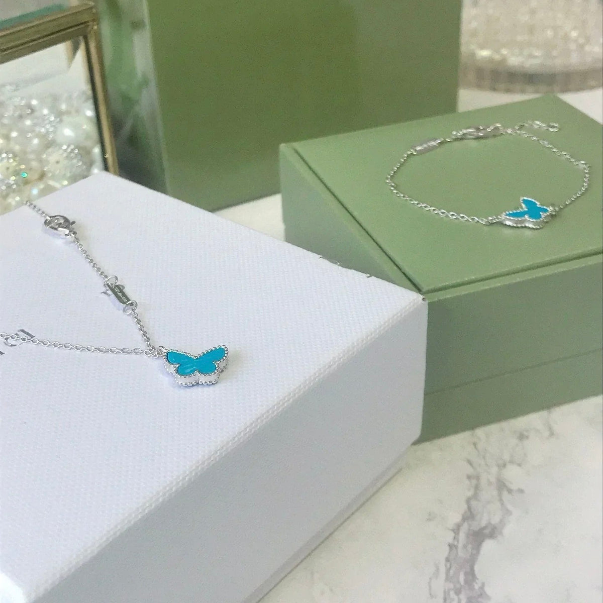 [⭐Mirelle]BUTTERFLY TURQUOISE BUTTERFLY BRACELET SILVER