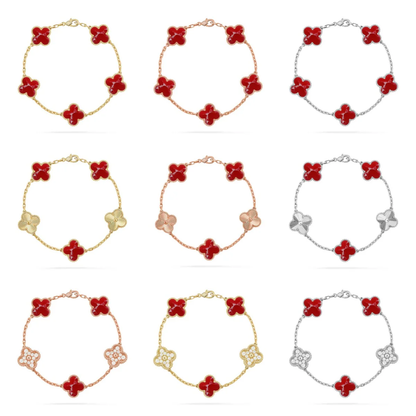 [⭐Mirelle]CLOVER 5 MOTIF RED PATTERN BRACELET COLLECTION