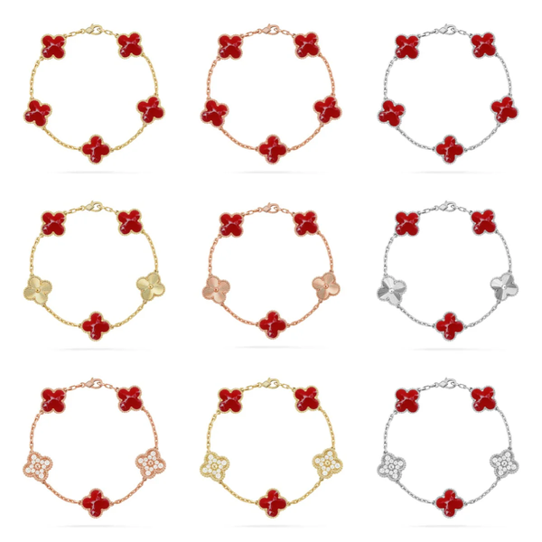 [⭐Mirelle]CLOVER 5 MOTIF RED PATTERN BRACELET COLLECTION