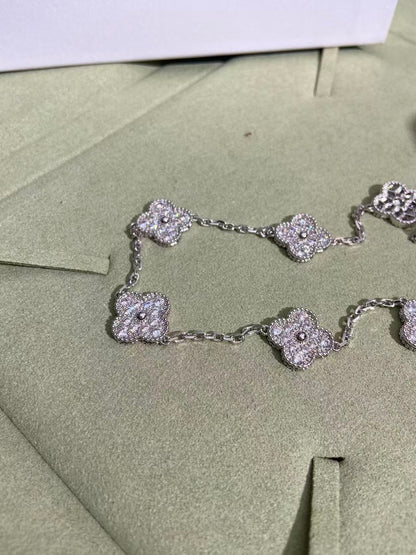 [⭐Mirelle]CLOVER 10 MOTIFS  FULL DIAMOND NECKLACE