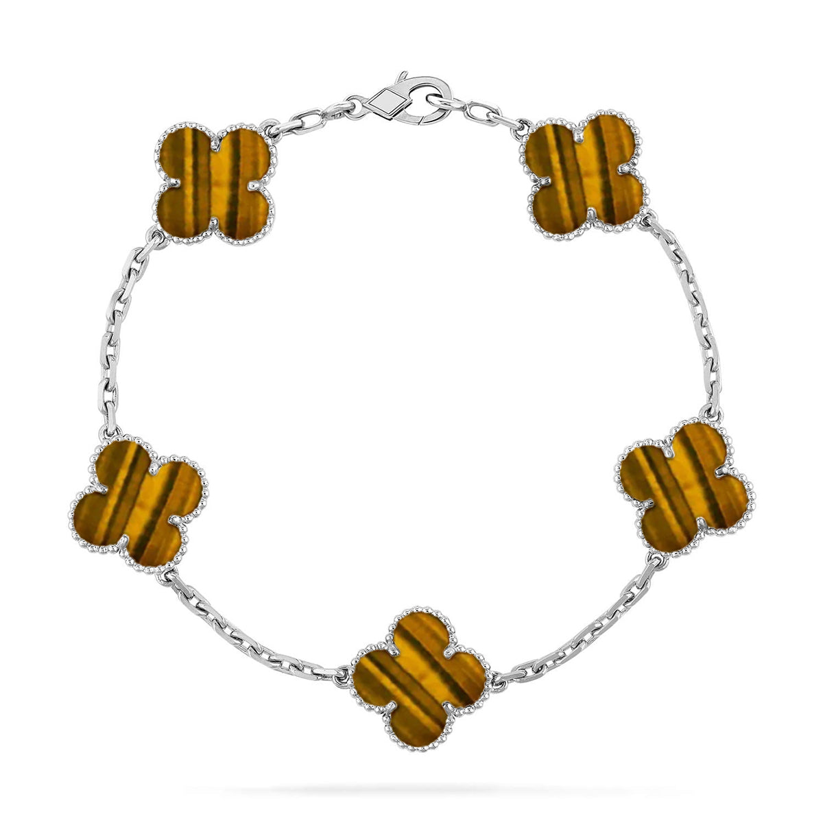 [⭐Mirelle] CLOVER 5 MOTIFS TIGER EYE BRACELET COLLECTION