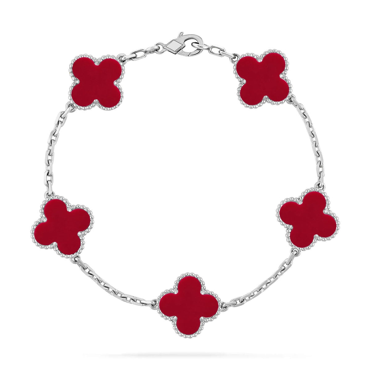 [⭐Mirelle] CLOVER 5 MOTIF RED CORNELIAN BRACELET COLLECTION